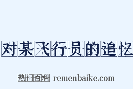 对某飞行员的追忆是什么意思的图片